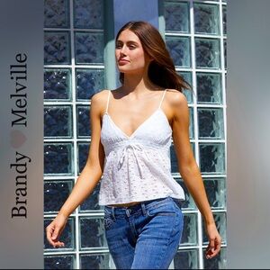 【Brandy Melville】RARE! Brand New White Cotton Edith Eyelet Lace Tank Camisole